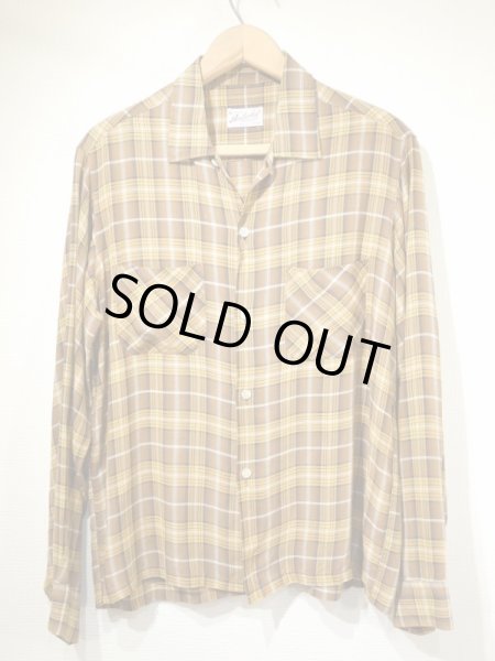 画像1: 60s Amberley GRADATION CHECK OPEN COLLAR RAYON SHIRT  (1)