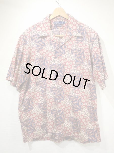 画像1: 90s Polo Ralph Lauren ALL OVER PATTERN OPEN COLLAR S/S SHIRT  (1)