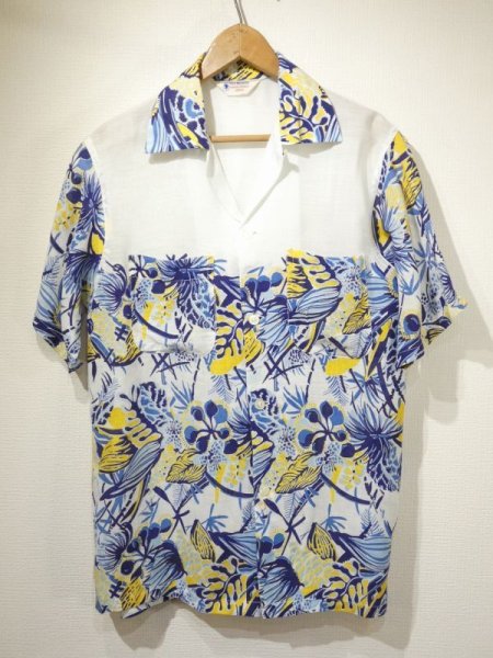 画像1: 50s VAN HEUSEN TROPICAL FLOWERS SWITCHING PATTERN HAWAIIAN SHIRT (1)