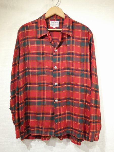 画像1: 60s ROYAL KNIGHT PLAID OPEN COLLAR SHIRT (1)