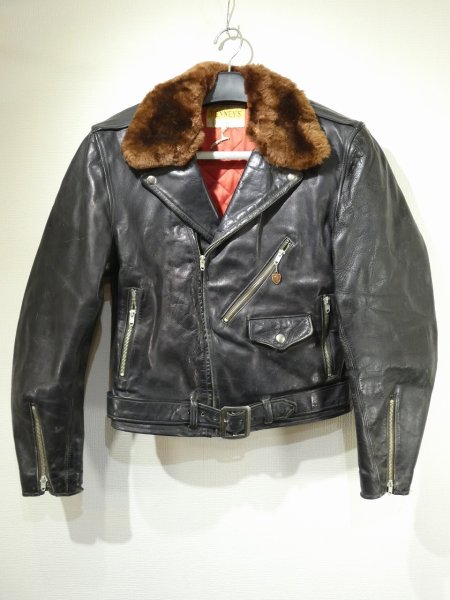 画像1: 50s PENNEY'S HORSE HIDE DOUBLE (W) RIDERS JACKET (1)