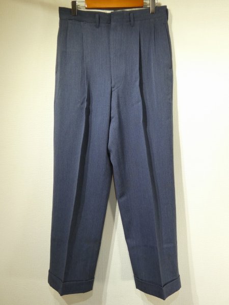 画像1: 50s UNKNOWN TWO TUCK WOOL GABARDINE SLACKS PANTS (1)