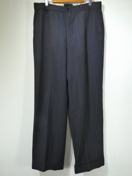 画像1: 30s UNKNOWN LATTICE WOOL TROUSERS PANTS SLACKS with NRA CODE (1)