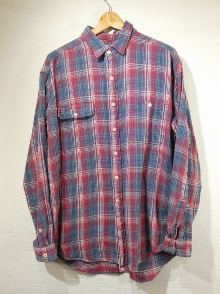 画像1: 90s Polo Ralph Lauren DUNGAREE WORK SHIRT COTTON FLANNEL L/S SHIRT  (1)