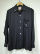 画像1: 50s CREIGHTON Sportswear BLACK PLAIN SOLID LOOP COLLAR RAYON SHIRT with EMBROIDED (1)